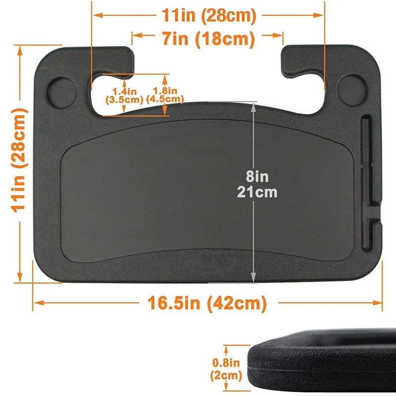 Universal Car Tray Table for Steering Wheel and Seat Back