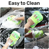 Scratch-Free Microfiber Car Wash Sponge Mitt with Hand Strap
