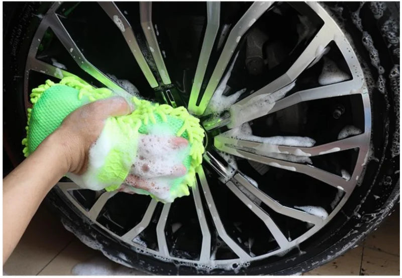 Scratch-Free Microfiber Car Wash Sponge Mitt with Hand Strap