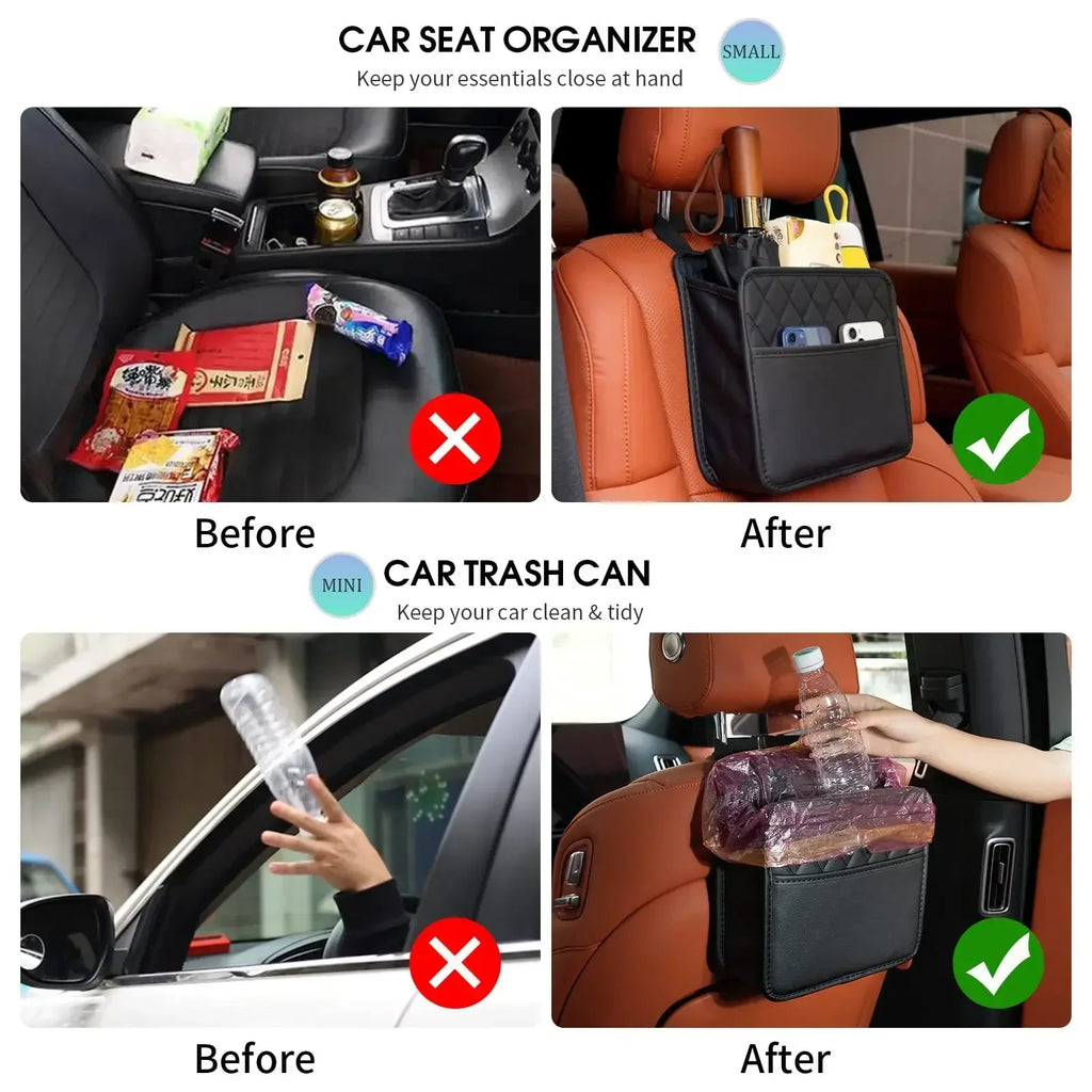 Leather Hanging Headrest Car Seat Organizer