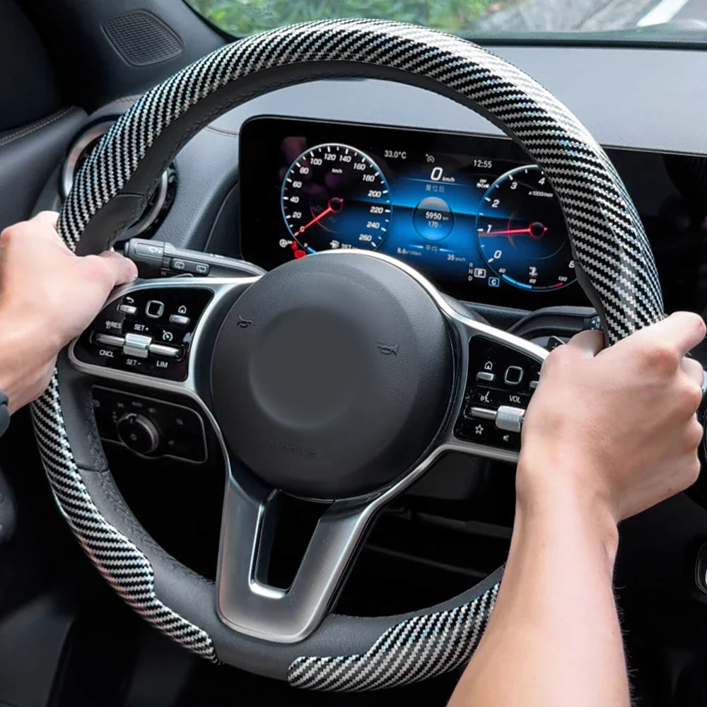 Premium Universal Carbon Fiber Steering Wheel Cover