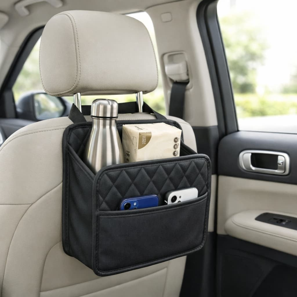 Leather Hanging Headrest Car Seat Organizer